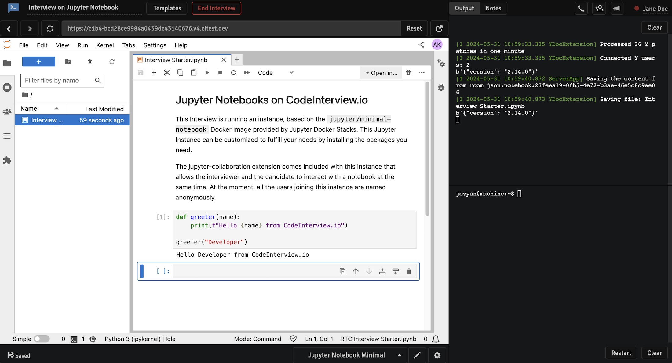 Collaborative Notebooks IDE at CodeInterview